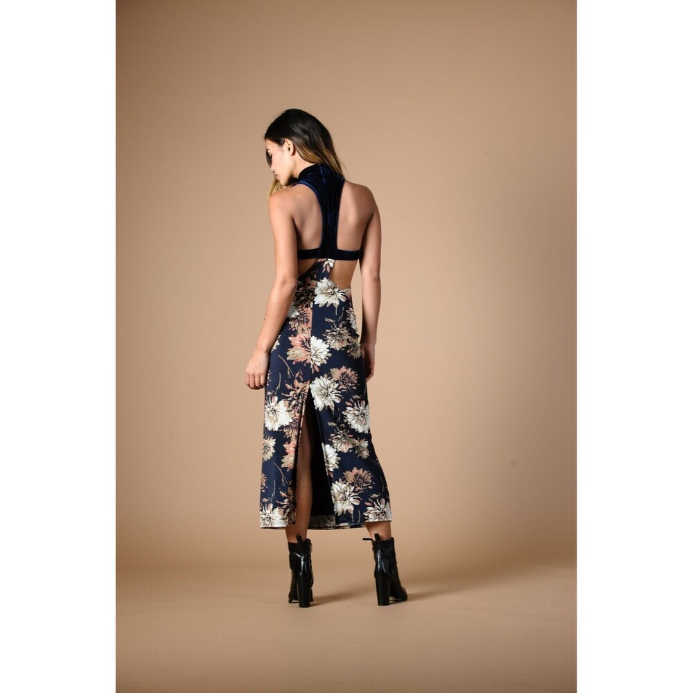 Lucca Couture Night Tulip Velvet Midi Dress